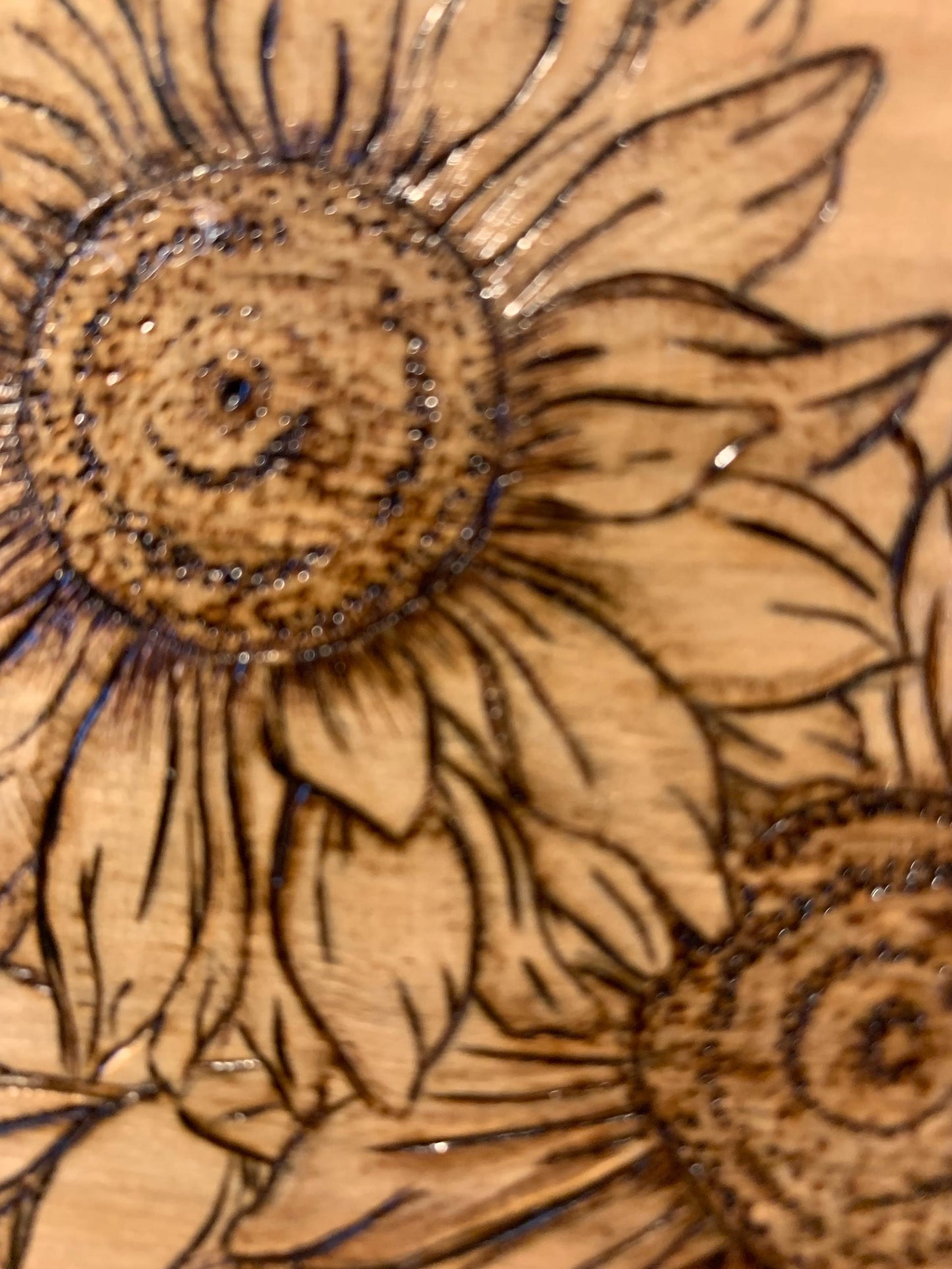 Hand-crafted Pyrography Ambrosia Maple Floral Wooden Welcome Sign
