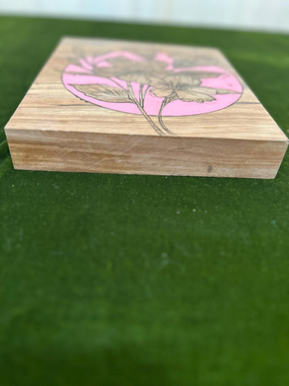 Woodburned Orchid Wall Art: Pink Accent, Spalted Maple, Live Edge