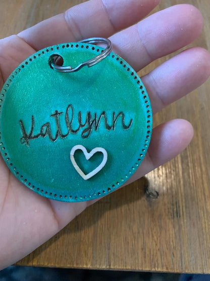 Customizable Hand-made wood burned & painted heart keychains, bridesmaid gifts, gifts for her.